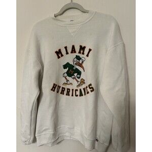 Vintage Miami Hurricanes crew Neck Sweatshirt Raised Feltlike Letters Mens XL